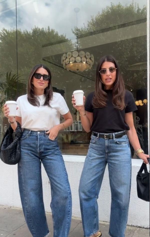 Twins on TikTok show off barrel jeans