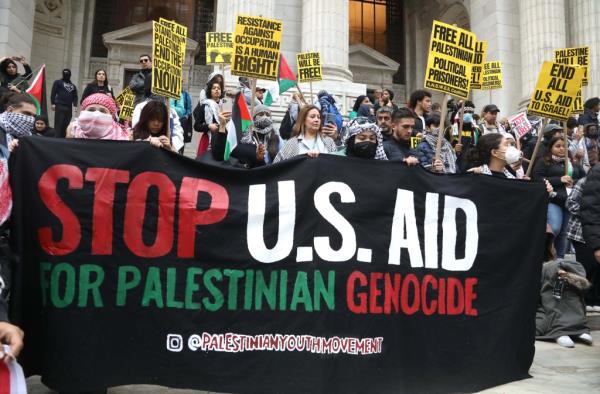 An anti-Israel rally held at Bryant Park in Manhattan on Nov. 9, 2023.