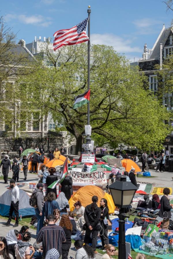An anti-Israel encampment set up at City College.